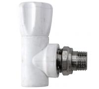 Клапан (вентиль) PP-R запорный бел НР Дн 20х1/2" Ру25 угловой для радиатора РосТурПласт 10533