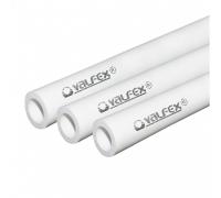 Труба PP-R белого цвета диаметром 50 мм и толщиной стенки 4,5 мм от VALFEX. Прочная и надежная труба для систем водоснабжения и отопления.