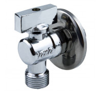 Кран шаровой латунный бытовой никелированный угловой 1042 Ду 1/2"х1/2" НР с отражателем Aquasfera 1042-01