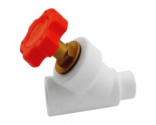 Клапан (вентиль) PP-R запорный бел внутр/наруж пайка Дн 20х45гр VALFEX 10173020