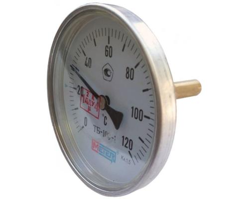 Термометр биметаллический осевой Дк100 L=40мм G1/2" 120C ТБ100 Метер