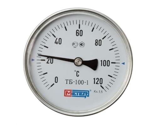 Термометр биметаллический осевой Дк100 L=100мм G1/2" 160C ТБ100 Метер