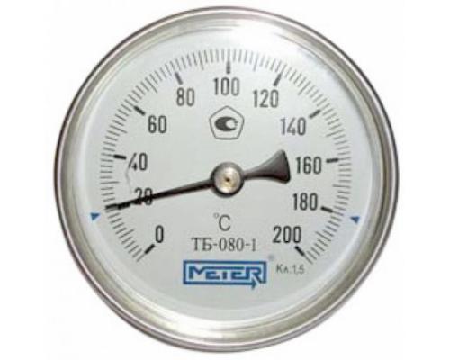 Термометр биметаллический осевой Дк80 L=100мм G1/2" 160C ТБ80 Метер