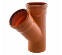 Универсальный тройник НПВХ с раструбом коричневого цвета для труб диаметром 160 мм, обеспечивает прочное и надежное соединение без протечек