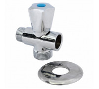 Кран шаровой латунный бытовой никелированный 1045 Ду 1/2"х3/4"х1/2" НР 1045-01