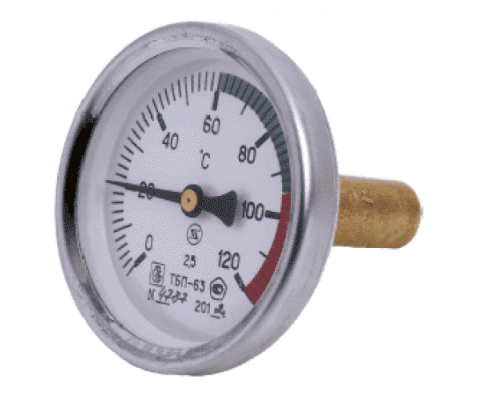 Термометр биметаллический осевой Дк80 L=80мм G1/2" 160C ТБ80 Метер