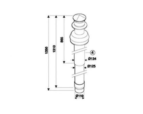 Коаксиальная труба вертикальная L=1350 мм AZ 404, Bosch, котлы газовые Bosch